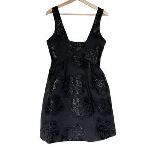 Anthropologie Maeve Black Jacquard Mini Dress Sz 12 New